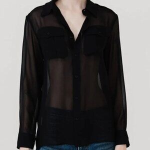 Nili Lotan Betty C. Silk Shirt in Black